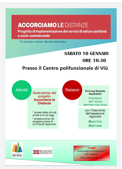 Accorciamo le distanze - Incontro a Viù Sabato 10 gennaio ore 10.30