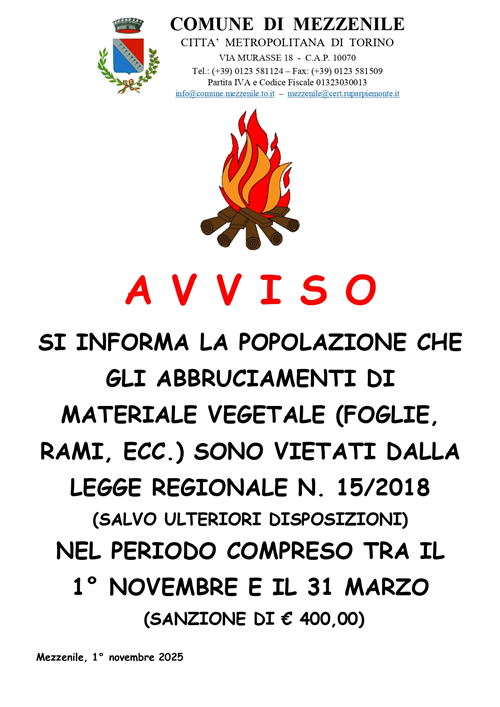 Divieto di accensione fuochi